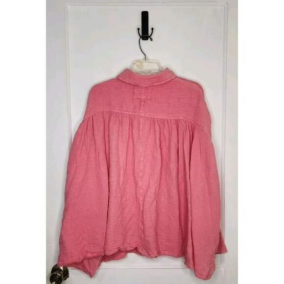 Free People We The Free Bright Pink Cardiff Top Size Medium - Picture 2 of 4